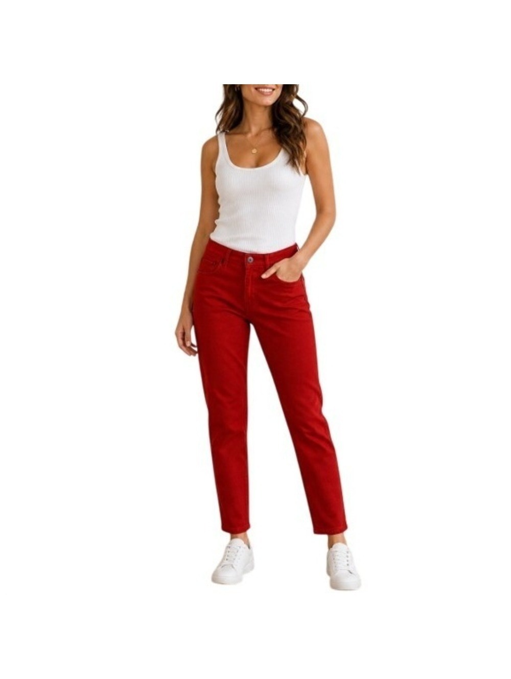 SR vs Sandrine Rose Women's Blood Red Skinny Jeans Ankle Flax Denim Pant Size 27